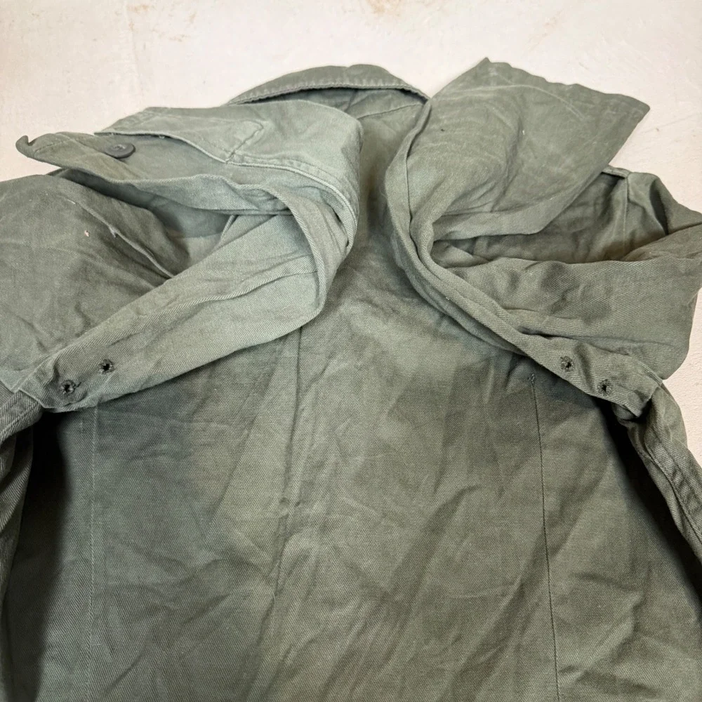 Vintage Military Utility Shirt Jacket Olive Green Cotton Twill Field Mens Small